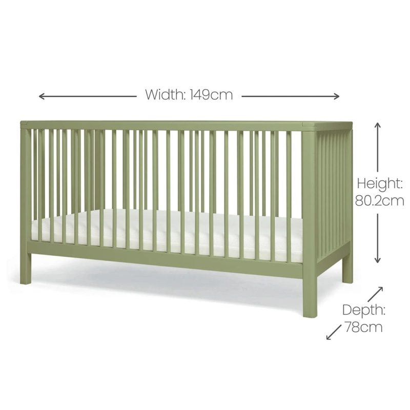 Mamas & Papas Solo Cot Bed and Mattress - Moss Green