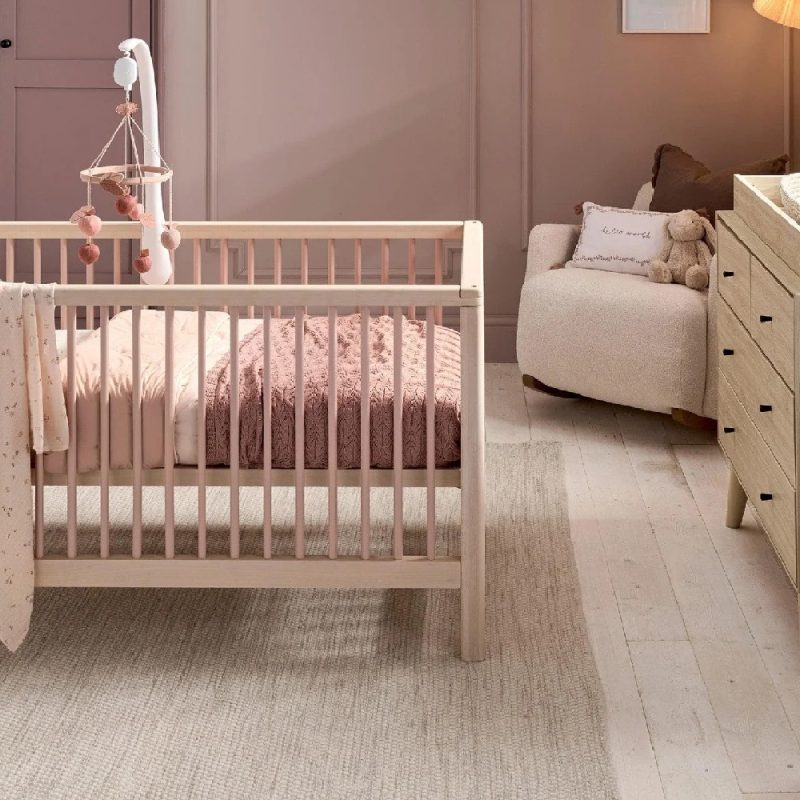 Mamas & Papas Solo Cot Bed and Mattress - Blush/Natural