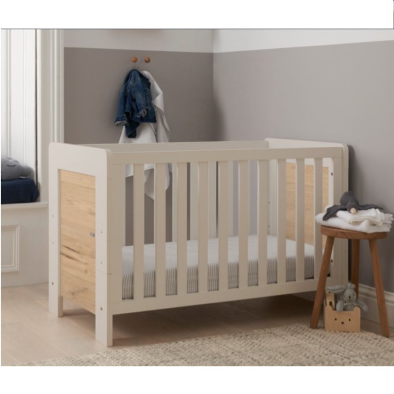 Tutti Bambini Alba Mini Cot Bed - White Sand/Distressed Oak