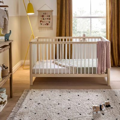 Mamas & Papas Solo Cot Bed and Mattress - White/Natural