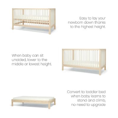 Mamas & Papas Solo Cot Bed and Mattress - White/Natural