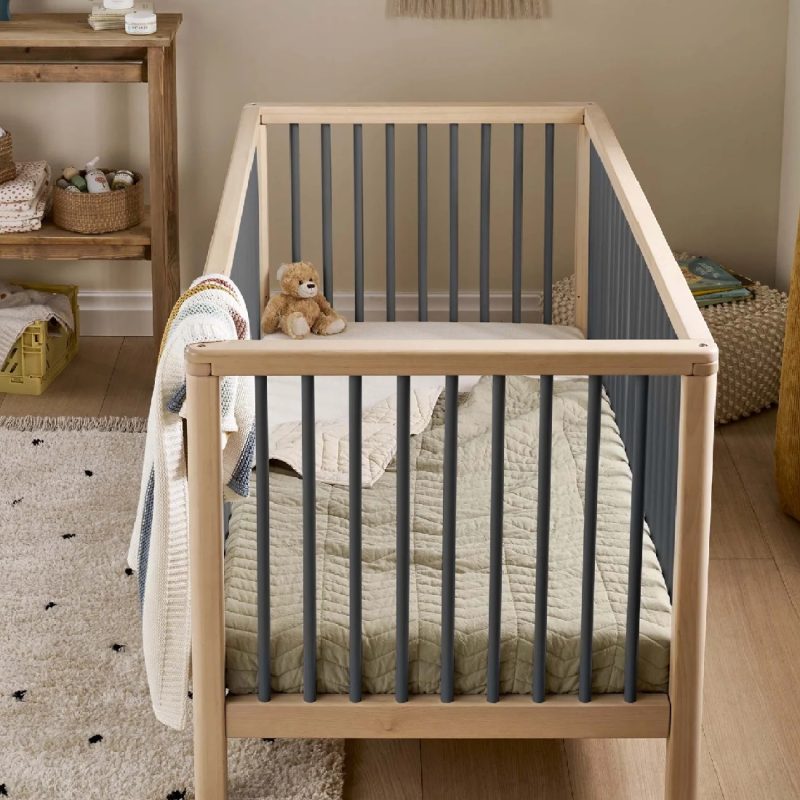 Mamas & Papas Solo Cot Bed and Mattress - Slate/Natural