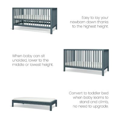 Mamas & Papas Solo Cot Bed and Mattress - Slate