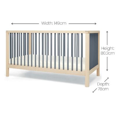 Mamas & Papas Solo Cot Bed and Mattress - Slate/Natural