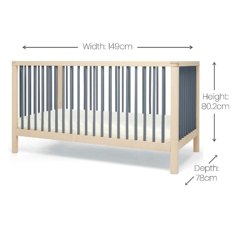 Mamas & Papas Solo Cot Bed and Mattress - Slate/Natural