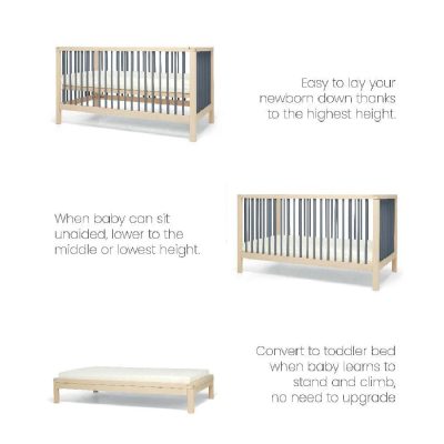 Mamas & Papas Solo Cot Bed and Mattress - Slate/Natural