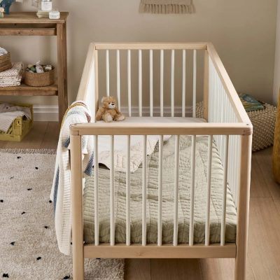 Mamas & Papas Solo Cot Bed and Mattress - White/Natural