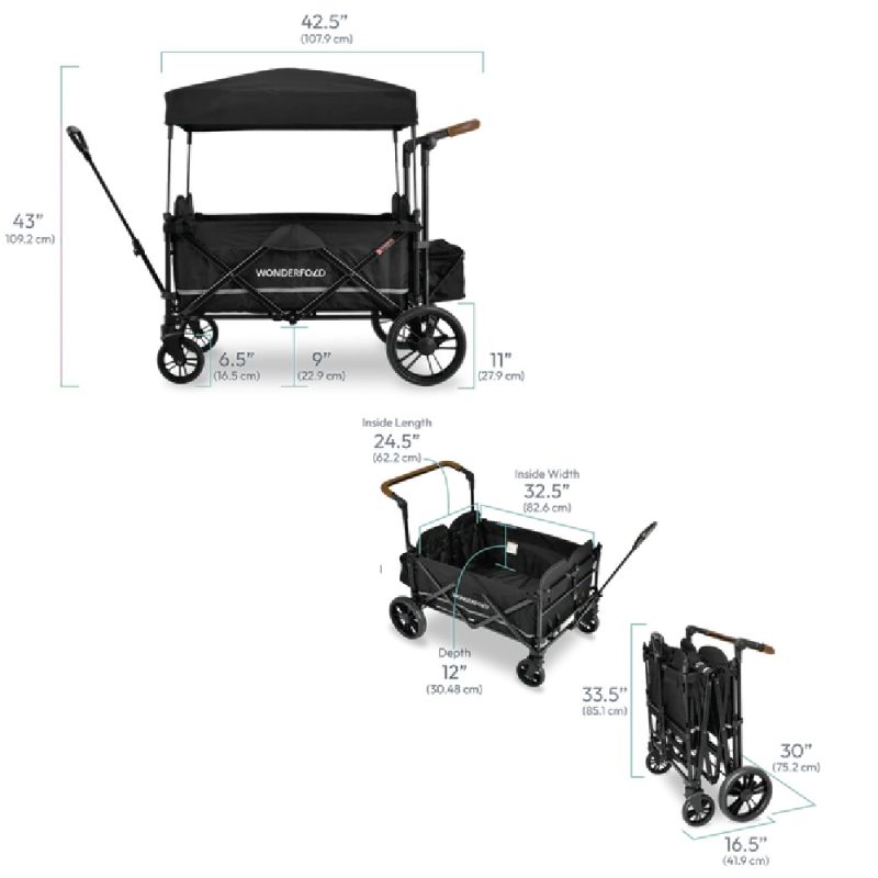 WonderFold X4 Push and Pull Stroller Wagon Black