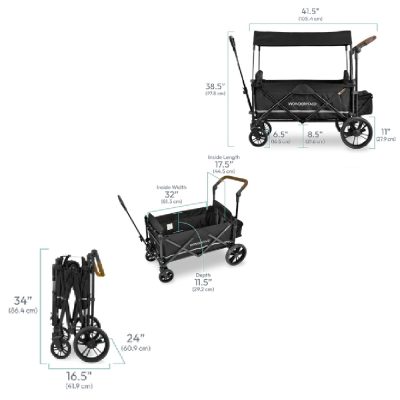 WonderFold X2 Push and Pull Stroller Wagon Black