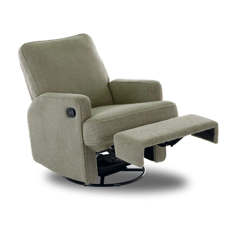 Obaby Madison Swivel Glider Recliner Chair - Teddy Fabric Olive