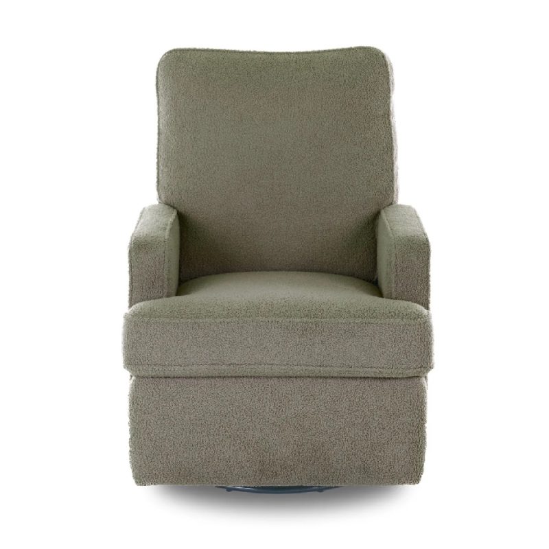 Obaby Madison Swivel Glider Recliner Chair - Teddy Fabric Olive