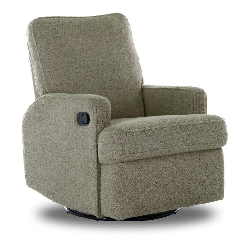 Obaby Madison Swivel Glider Recliner Chair - Teddy Fabric Olive