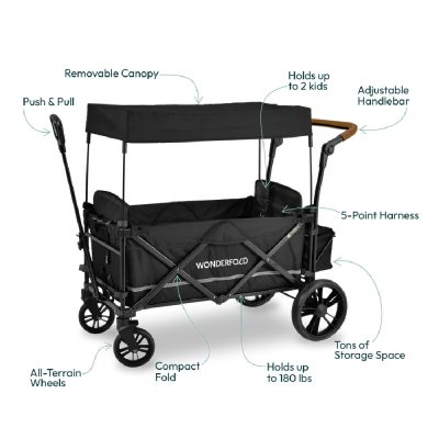 WonderFold X2 Push and Pull Stroller Wagon Black