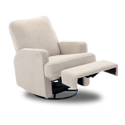 Obaby Madison Electric Swivel Glider Recliner Chair - Teddy Fabric Ivory