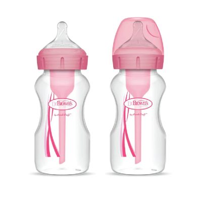 Dr Brown's Anti-Colic Baby Bottle Pink Twin Pack 270ml