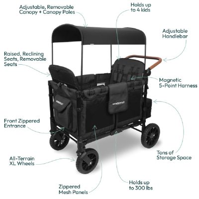 Wonderfold W4 Luxe Stroller Wagon Black