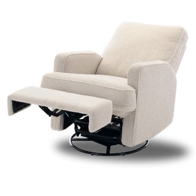 Obaby Madison Electric Swivel Glider Recliner Chair - Teddy Fabric Ivory