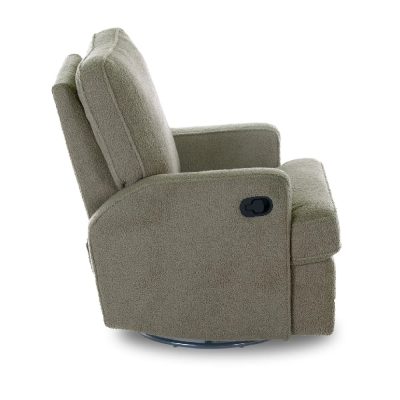 Obaby Madison Swivel Glider Recliner Chair - Teddy Fabric Olive