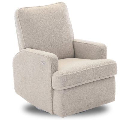 Obaby Madison Electric Swivel Glider Recliner Chair - Teddy Fabric Ivory