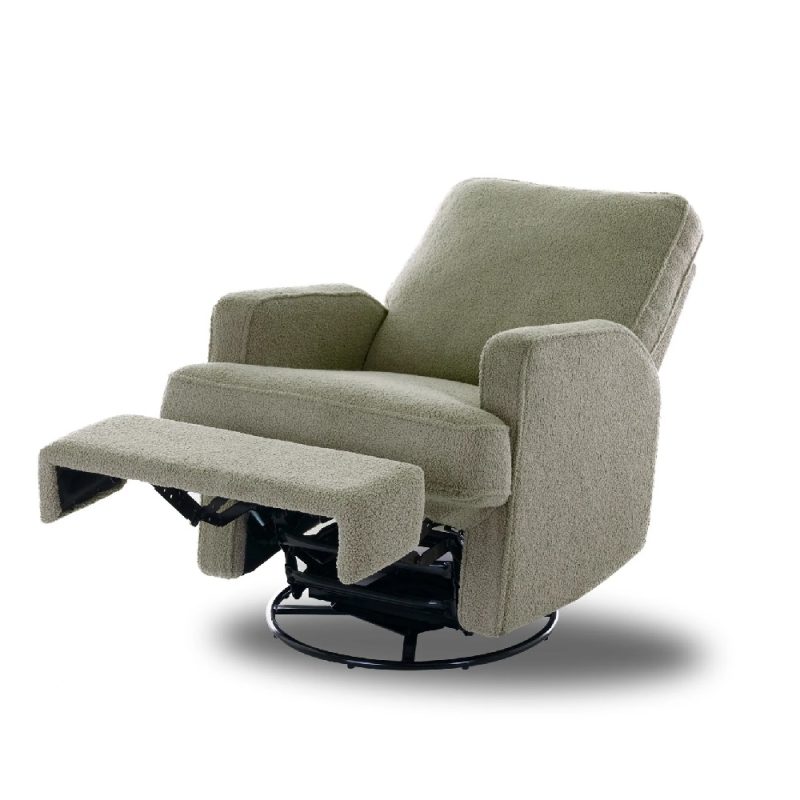 Obaby Madison Swivel Glider Recliner Chair - Teddy Fabric Olive