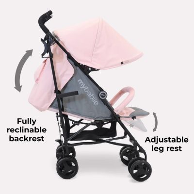 My Babiie Plus Lightweight Stroller Pink and Grey