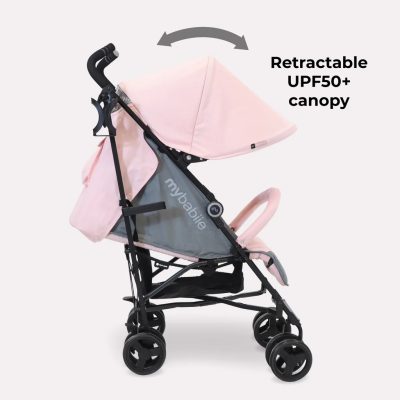 My Babiie Plus Lightweight Stroller Pink and Grey