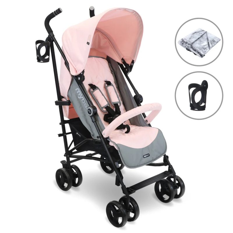 My Babiie Plus Lightweight Stroller Pink and Grey