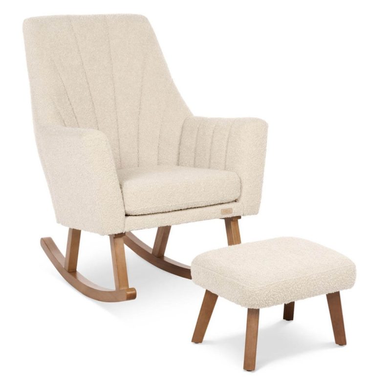 Jonah Luxe Rocking Chair & Foot Stool - Boucle Mushroom