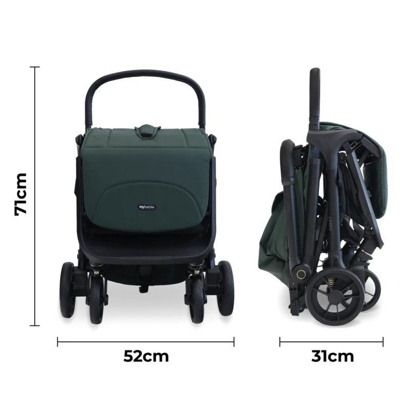 My Babiie Plus Auto-Fold Stroller Forest Green