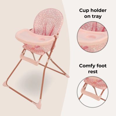 My Babiie Compact Highchair - Pink Dalmatian