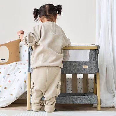 Tutti Bambini CoZee Mini Me Play Crib - Oak & Charcoal