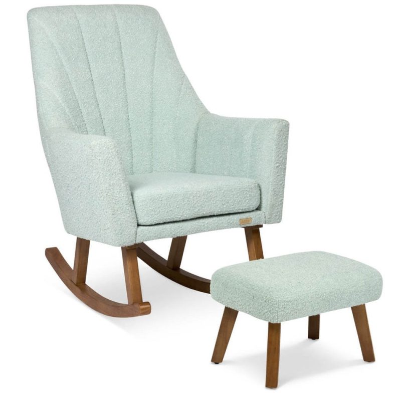 Jonah Luxe Rocking Chair & Foot Stool - Boucle Ocean Stone