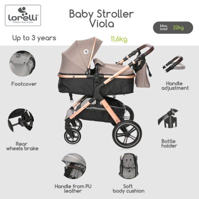 Lorelli Viola 3 in 1 Travel System - Pearl Beige