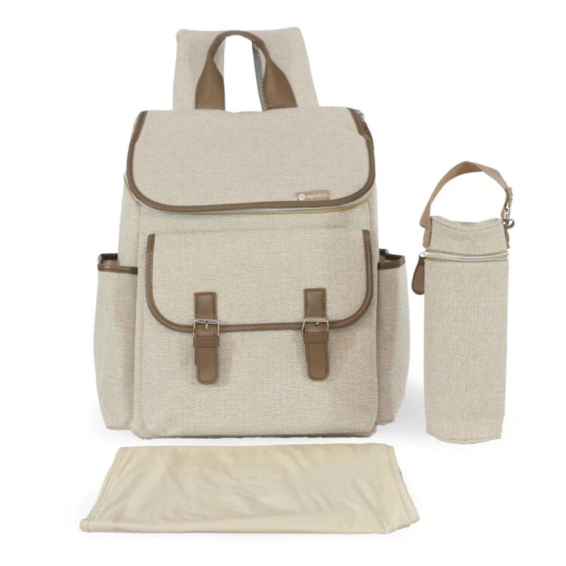 My Babiie Backpack Changing Bag - Oatmeal Herringbone