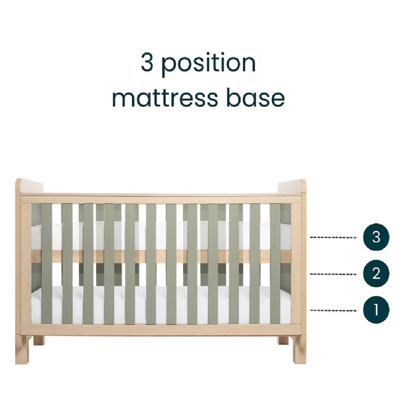 Tutti Bambini Kuba Cot Bed - Pickled Oak/Sage Weave