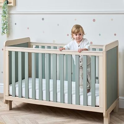 Tutti Bambini Kuba Cot Bed - Pickled Oak/Sage Weave