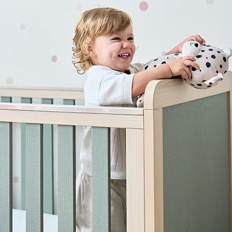 Tutti Bambini Kuba Cot Bed - Pickled Oak/Sage Weave