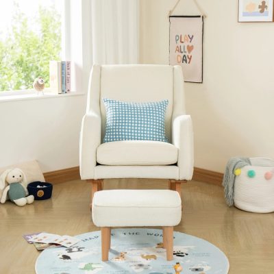 Babymore Ida Nursing Chair with Footstool – Bouclé