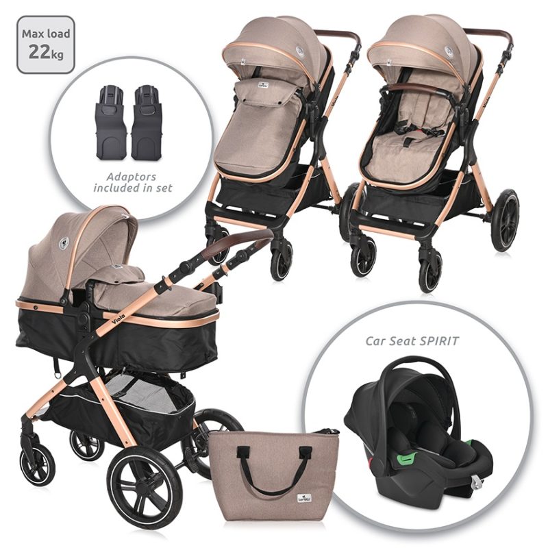 Lorelli Viola 3 in 1 Travel System - Pearl Beige