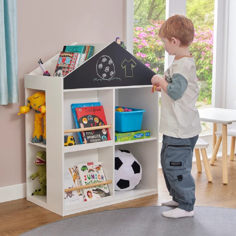 Liberty House Toys Kids White Blackboard Bookcase and Storage Cabinet