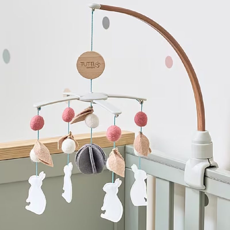 Tutti Bambini CoZee 2 in 1 Crib and Cot Mobile - Scandinavian Walnut and Cocoon