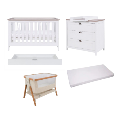 Tutti Bambini Verona 5 Piece Newborn Room Set - White Oak