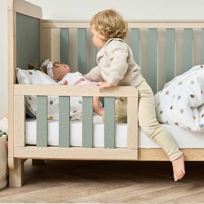 Tutti Bambini Kuba Cot Bed - Pickled Oak/Sage Weave