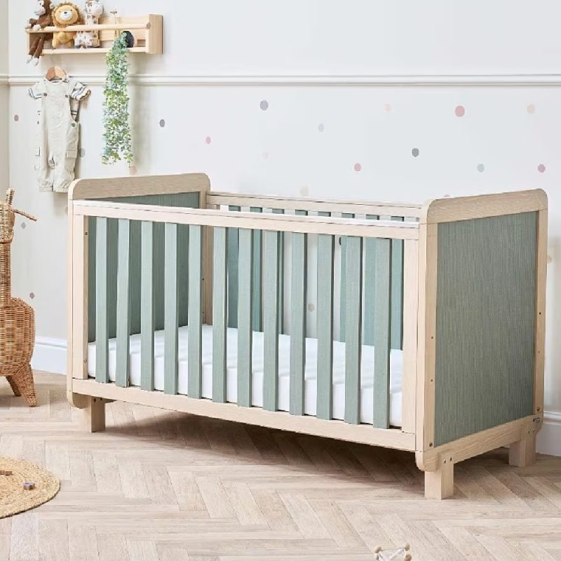 Tutti Bambini Kuba Cot Bed - Pickled Oak/Sage Weave