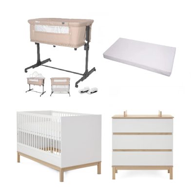 Obaby Astrid 5 Piece Newborn Room Set Bundle - White/Oak