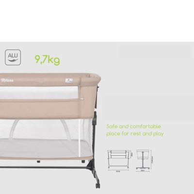 Lorelli Milano Bedside Crib - Beige