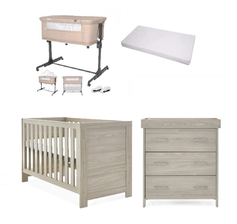 Obaby Nika Mini 5 Piece Newborn Room Set Bundle - Grey Wash