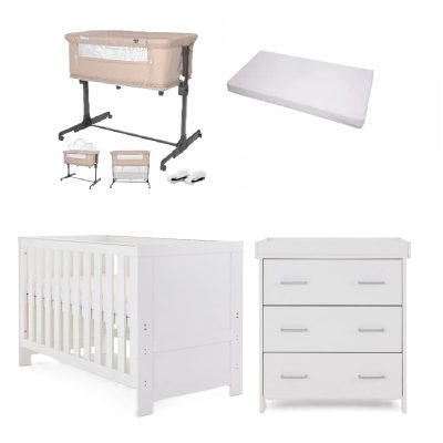 Obaby Nika 5 Piece Newborn Room Set Bundle - White Wash