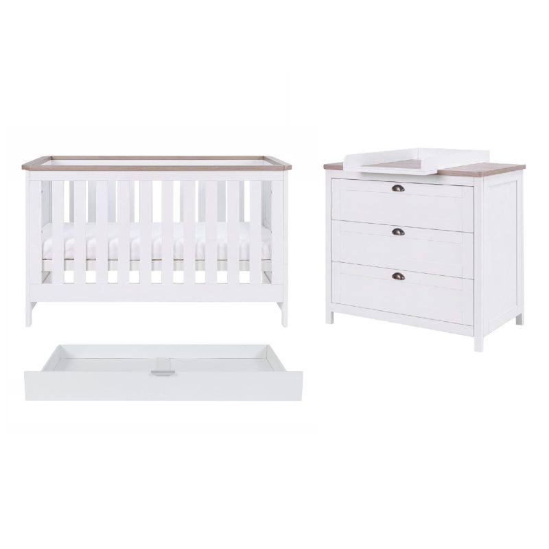 Tutti Bambini Verona 2 Piece Nursery Room Set with Underdrawer - White Oak