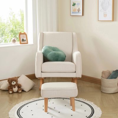 Babymore Ida Nursing Chair with Footstool – Ivory